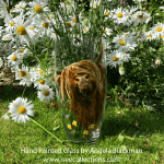 Highland Cow large hand painted glass vase