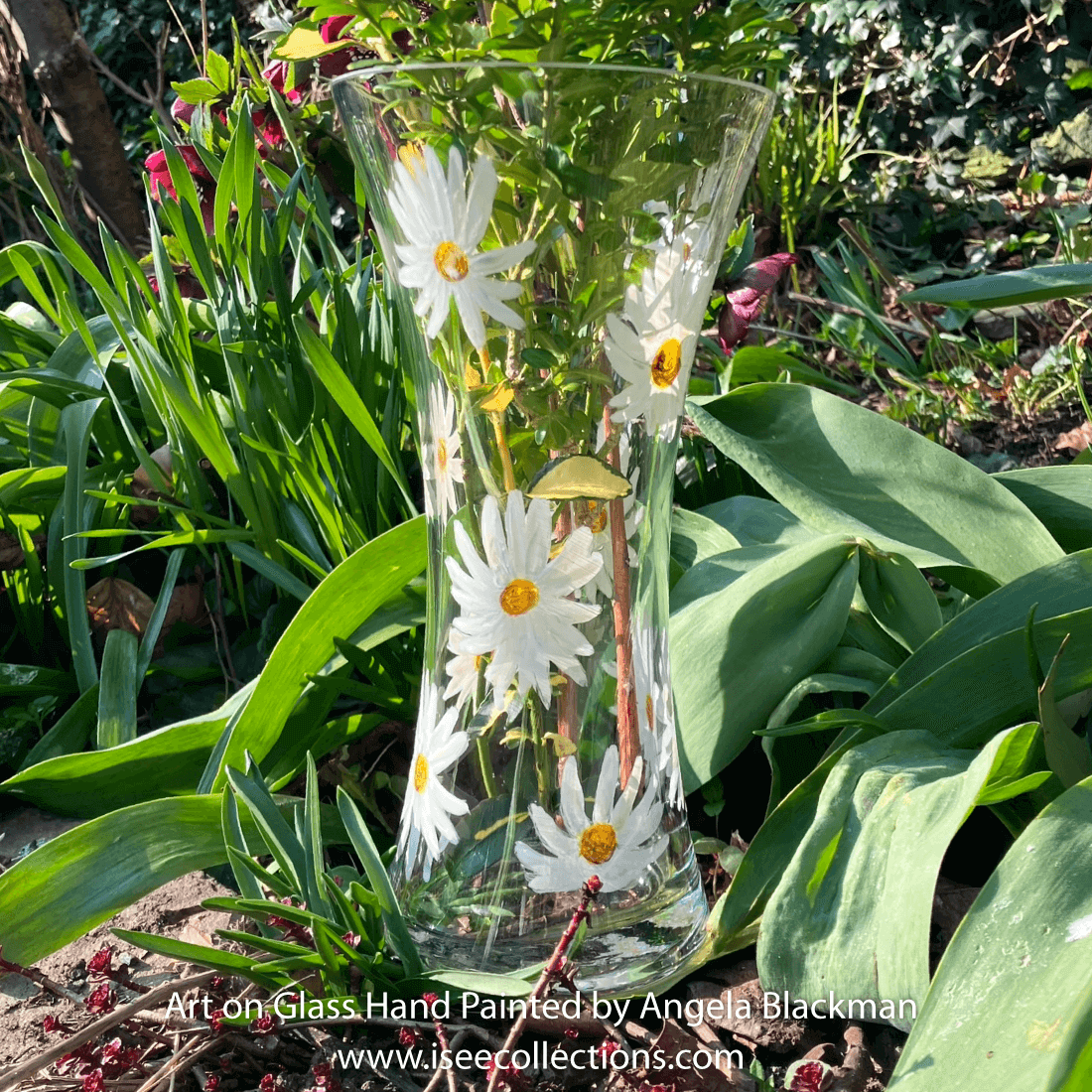 hand painted glass vase