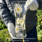 “Daisy Vase” hand painted glass