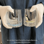 Puffin on the rocks – hand painted tumblers